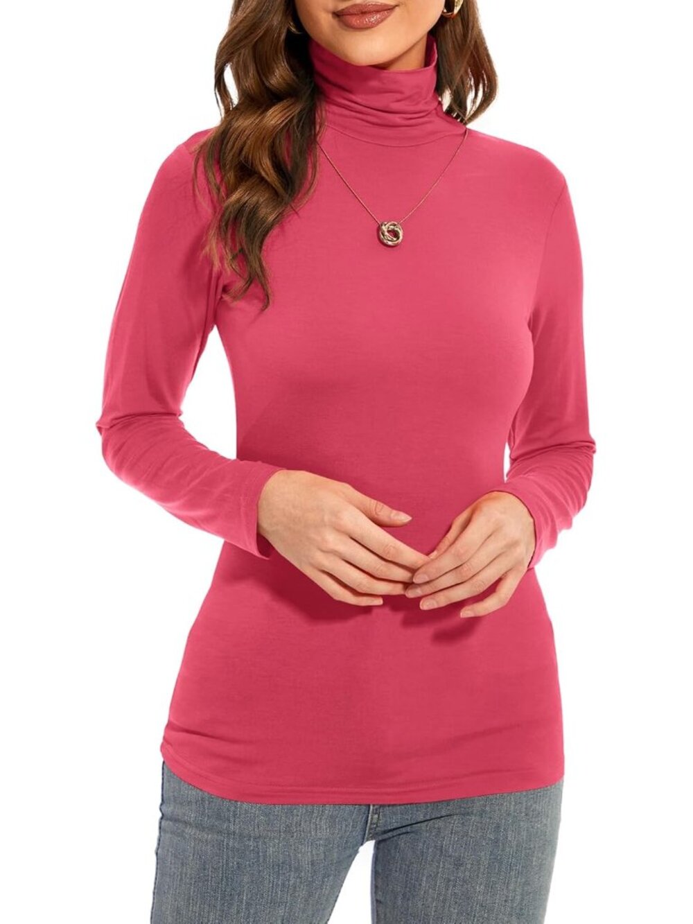 Womens Long Sleeve Turtleneck T-Shirts Casual Lightweight Slim Fit Cozy Base Lay